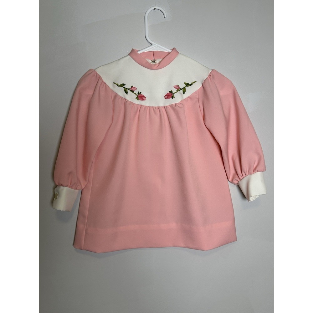 Ruth of Carolina Girls Pink‎ Rose Embroidered Peter Pan Collar Dress